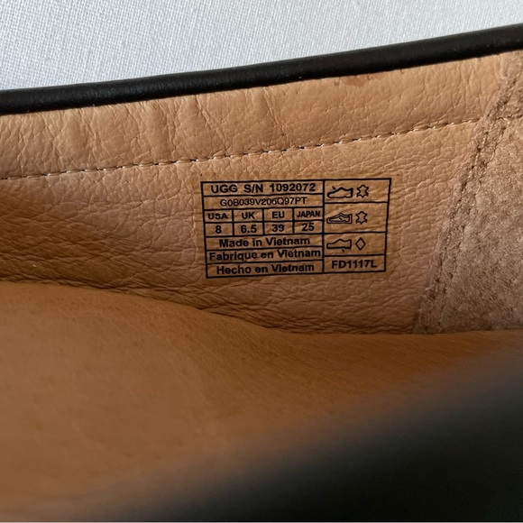 UGG Black Leather Perforated Loafers Flats Work Shoes 8 - Picture 6 of 7